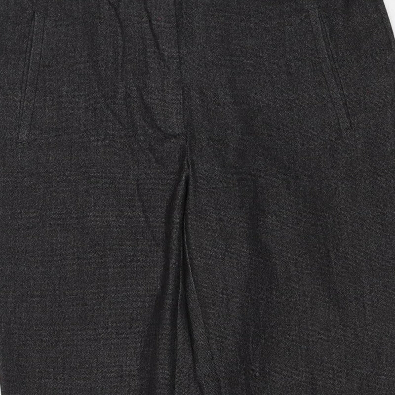 Zara Basic Women Black M Stretch Slim Trousers Stripe Waist Pockets