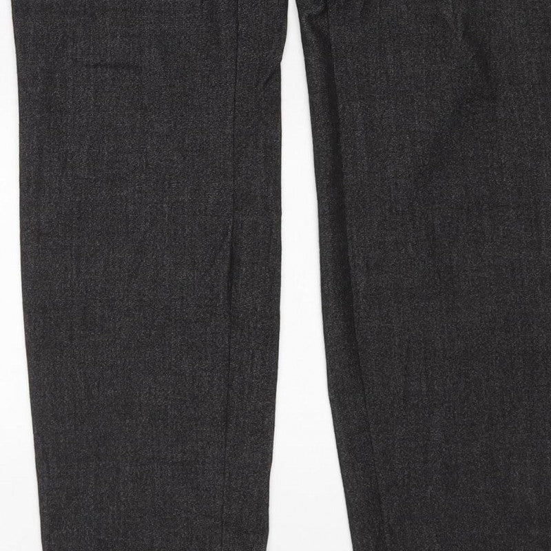 Zara Basic Women Black M Stretch Slim Trousers Stripe Waist Pockets