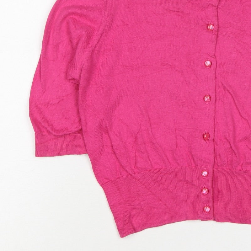 L.K. Bennett Women’s Pink Large Fine Knit Button Cardigan
