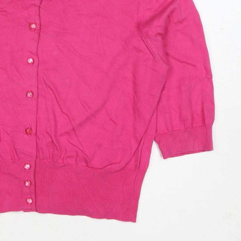 L.K. Bennett Women’s Pink Large Fine Knit Button Cardigan
