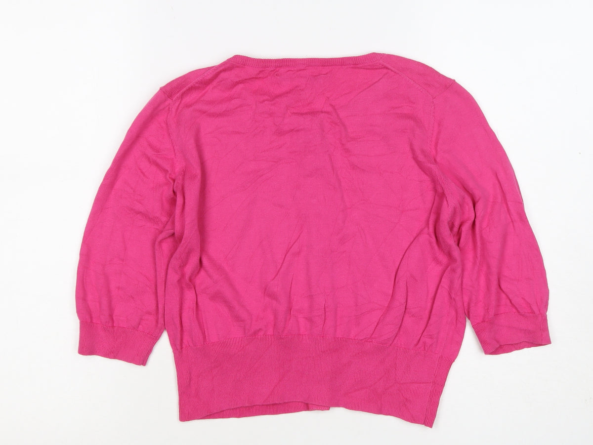 L.K. Bennett Women’s Pink Large Fine Knit Button Cardigan