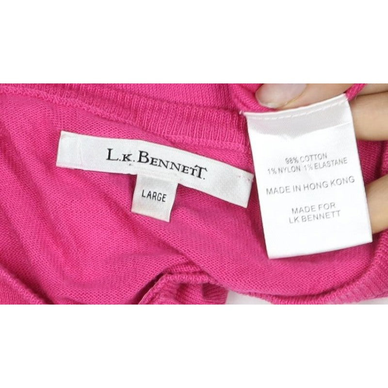 L.K. Bennett Women’s Pink Large Fine Knit Button Cardigan