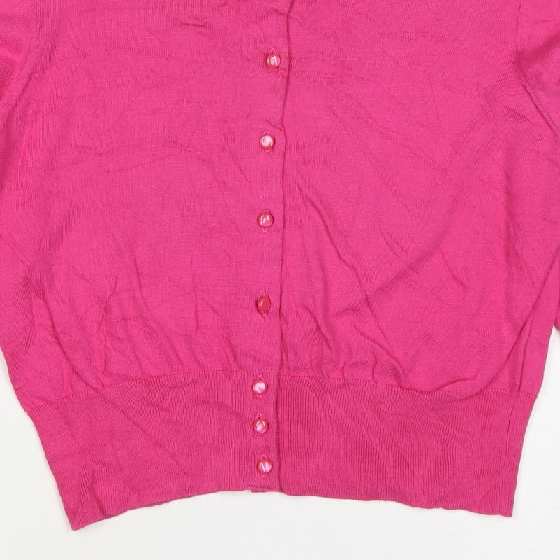 L.K. Bennett Women’s Pink Large Fine Knit Button Cardigan