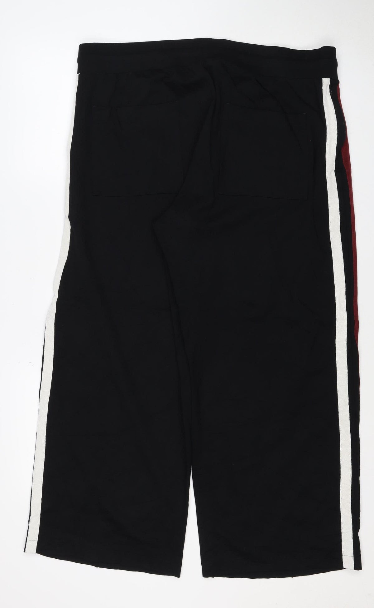 Marks & Spencer Women’s Black Size 20 Regular Drawstring Stripe Joggers