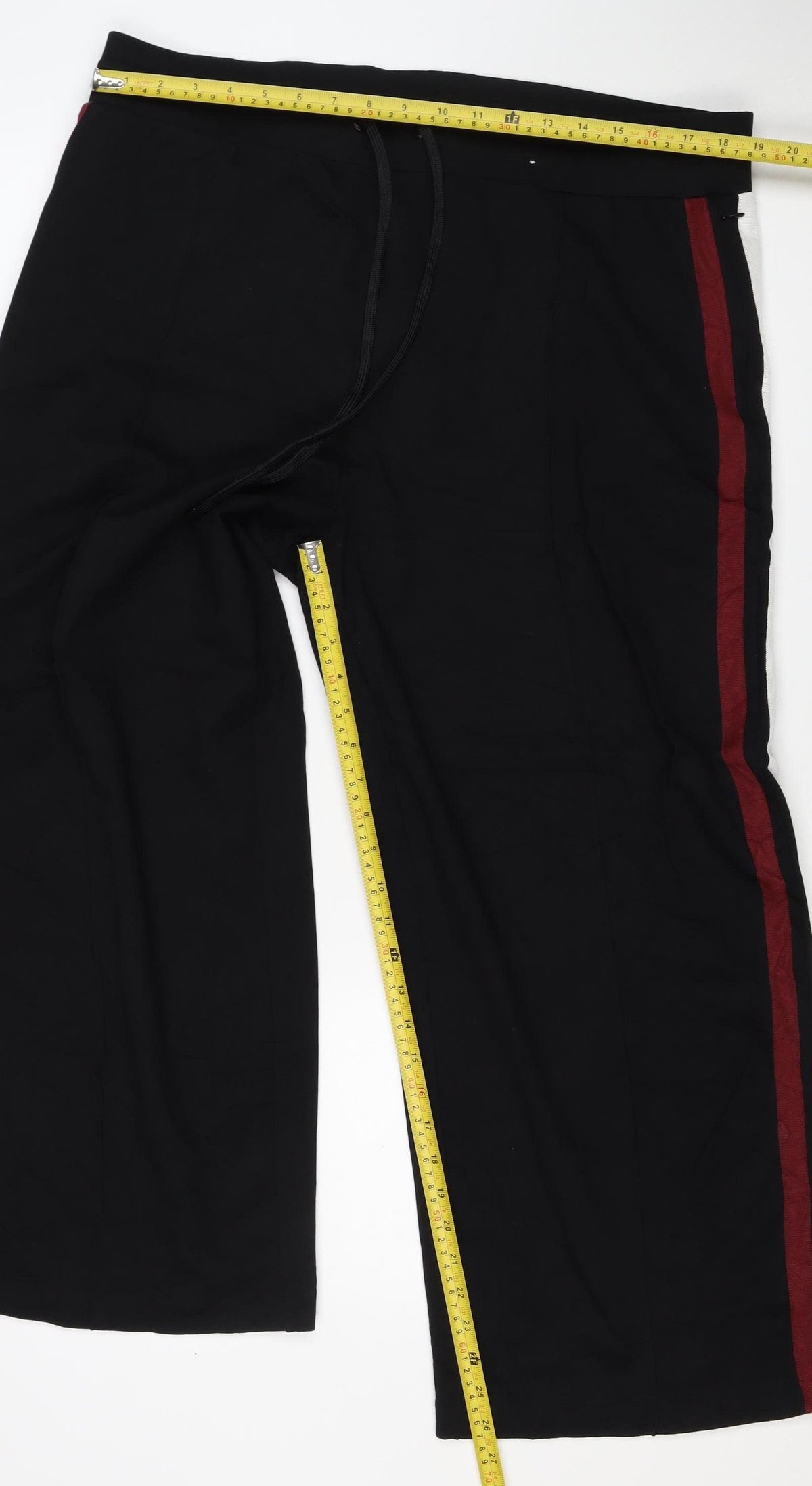 Marks & Spencer Women’s Black Size 20 Regular Drawstring Stripe Joggers