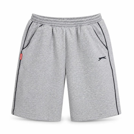 Slazenger Men Grey M Fleece Drawstring Sweat Shorts Pockets Logo