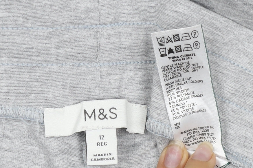 Marks and Spencer Women Grey Size 12 Cargo Jogger Trousers Drawstring