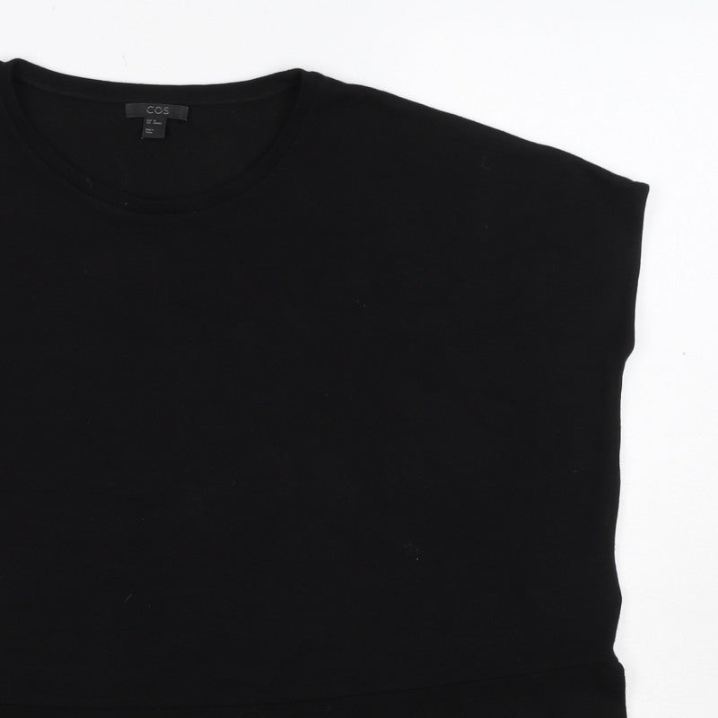 COS Women's Black M Basic Stretch Knit Cap Sleeve T-Shirt