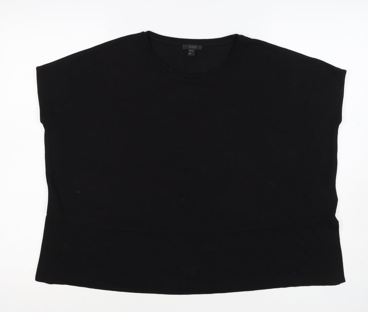 COS Women's Black M Basic Stretch Knit Cap Sleeve T-Shirt