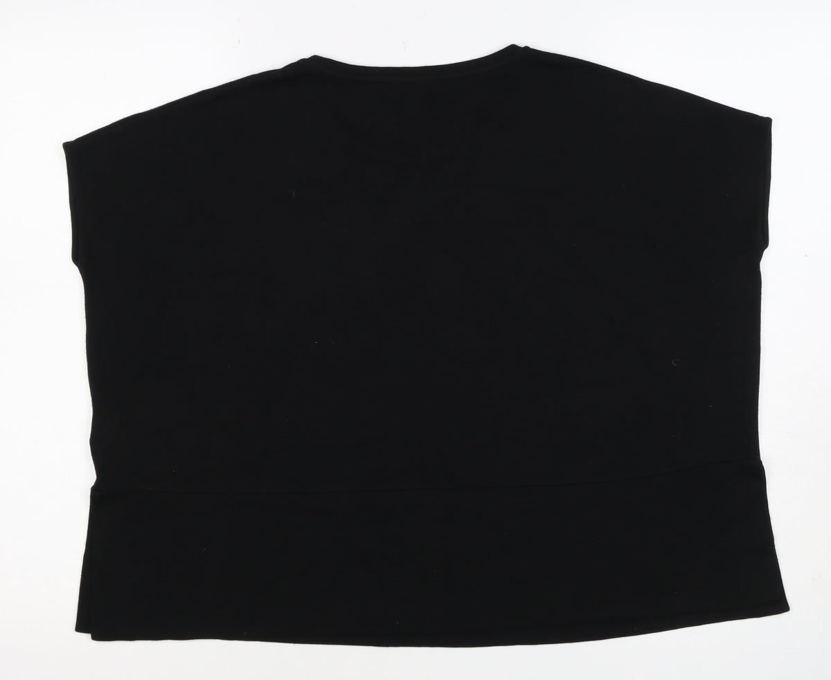 COS Women's Black M Basic Stretch Knit Cap Sleeve T-Shirt