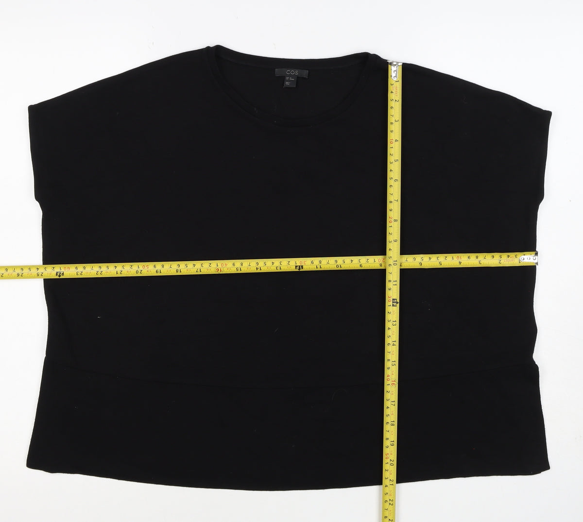 COS Women's Black M Basic Stretch Knit Cap Sleeve T-Shirt