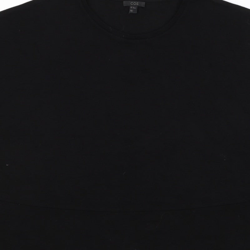 COS Women's Black M Basic Stretch Knit Cap Sleeve T-Shirt