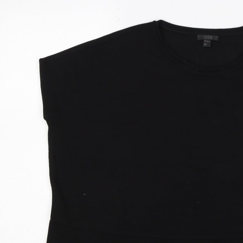 COS Women's Black M Basic Stretch Knit Cap Sleeve T-Shirt