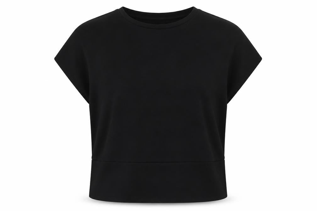 COS Women's Black M Basic Stretch Knit Cap Sleeve T-Shirt