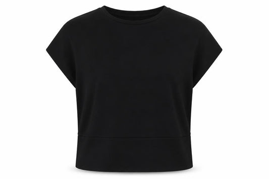 COS Women's Black M Basic Stretch Knit Cap Sleeve T-Shirt