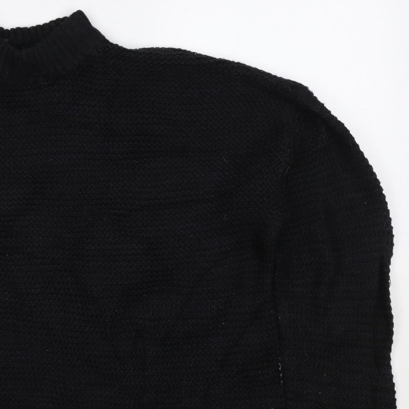 Bershka Women Black XS High Neck Knit Pullover Jumper