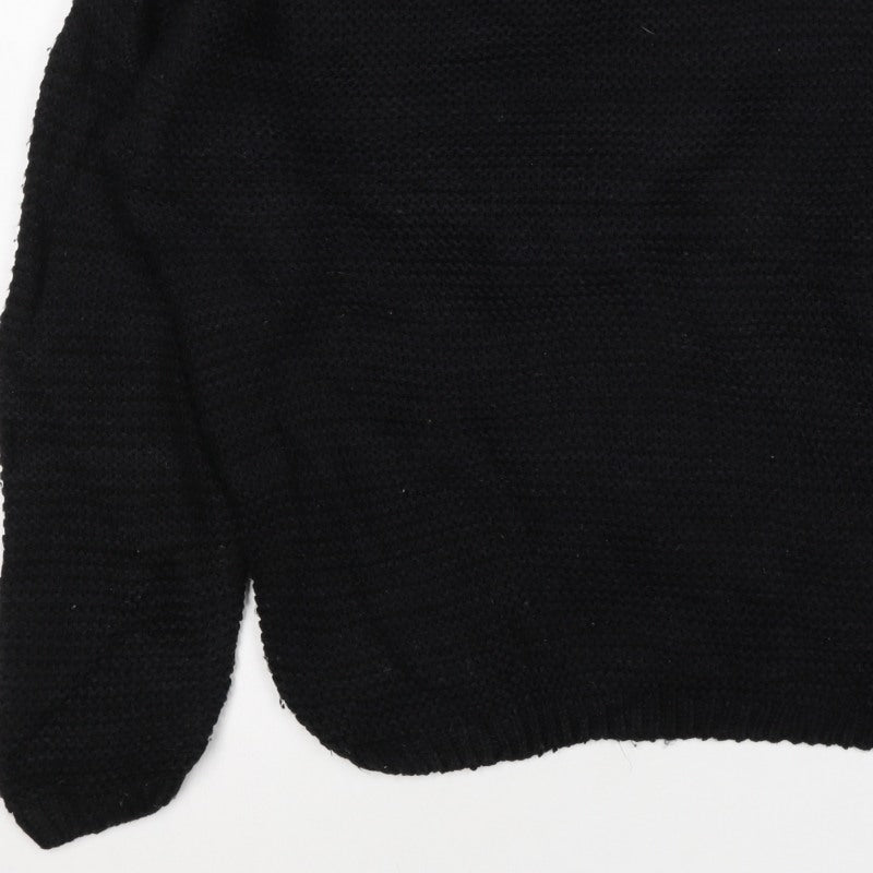 Bershka Women Black XS High Neck Knit Pullover Jumper