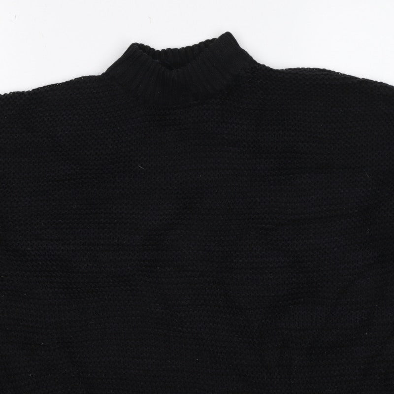 Bershka Women Black XS High Neck Knit Pullover Jumper