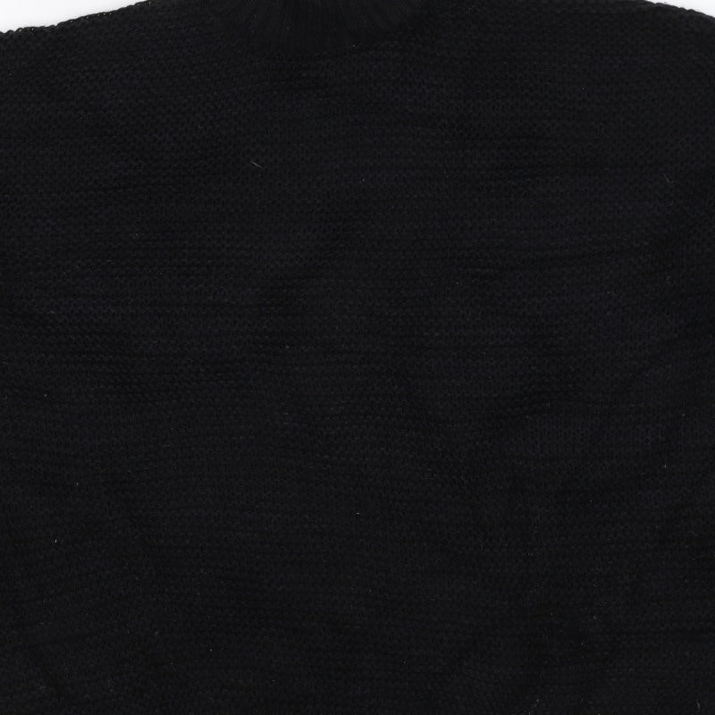 Bershka Women Black XS High Neck Knit Pullover Jumper