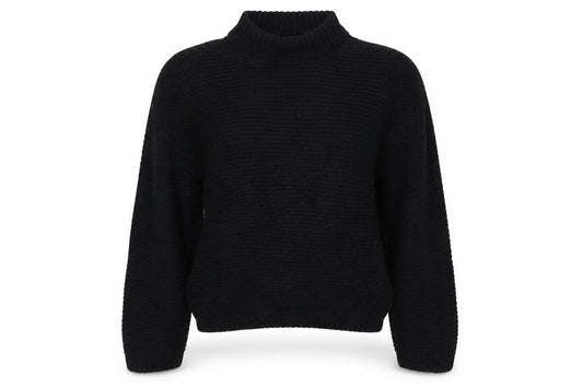 Bershka Women Black XS High Neck Knit Pullover Jumper