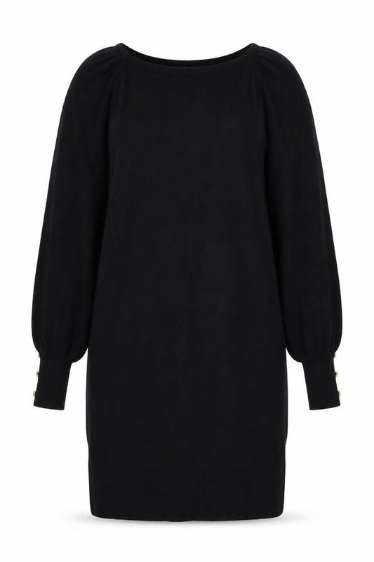 Friends Like These Women’s Black UK 12 Round Neck Button Cuff Jumper