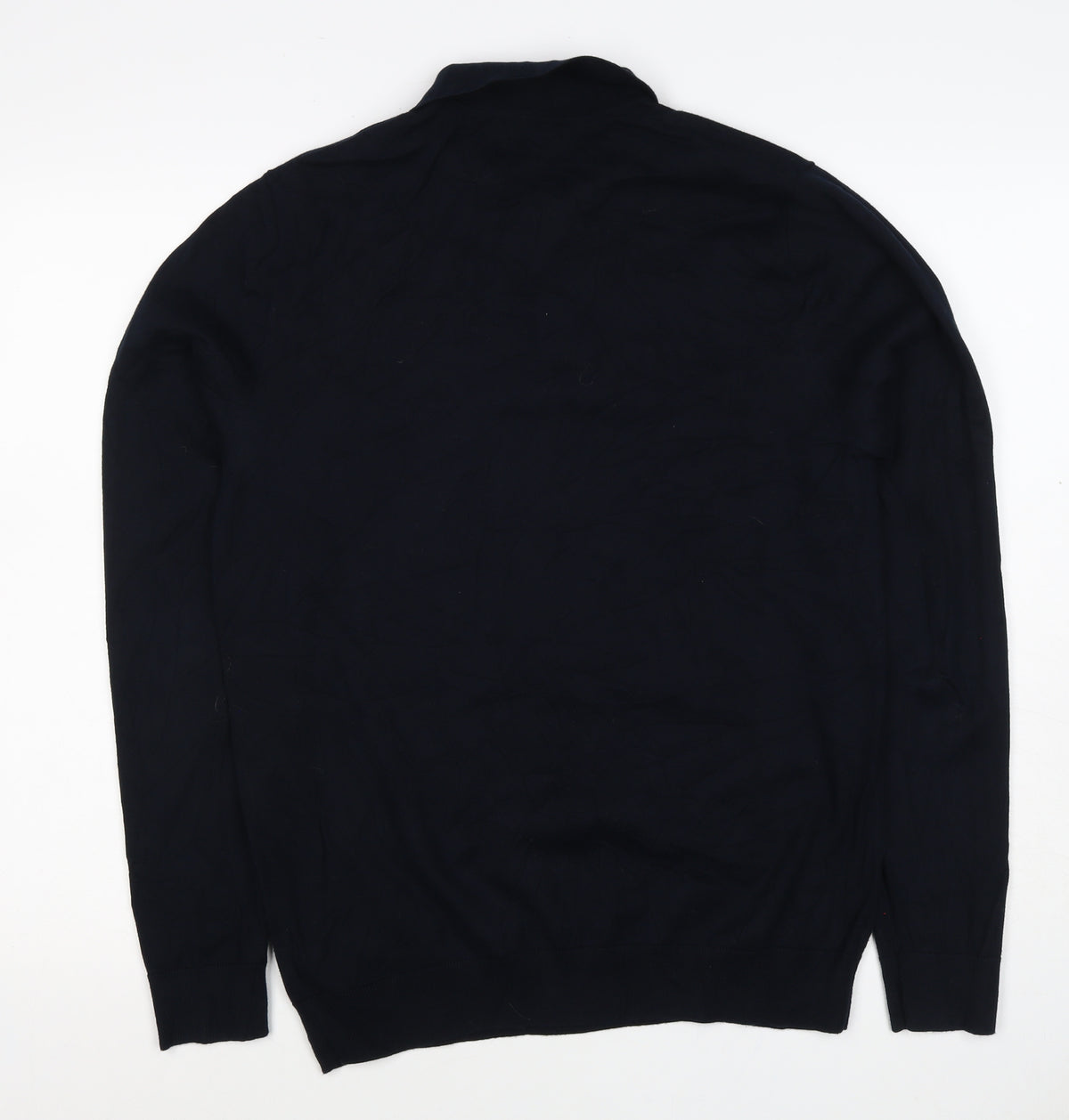 Next Men Black M Cotton Knit Collared Button Henley Jumper