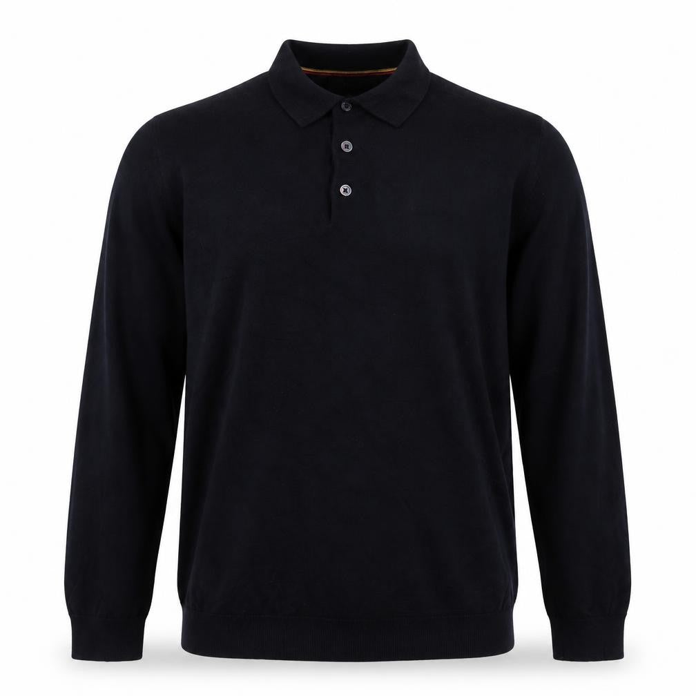 Next Men Black M Cotton Knit Collared Button Henley Jumper