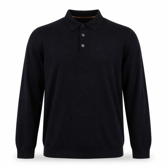 Next Men Black M Cotton Knit Collared Button Henley Jumper