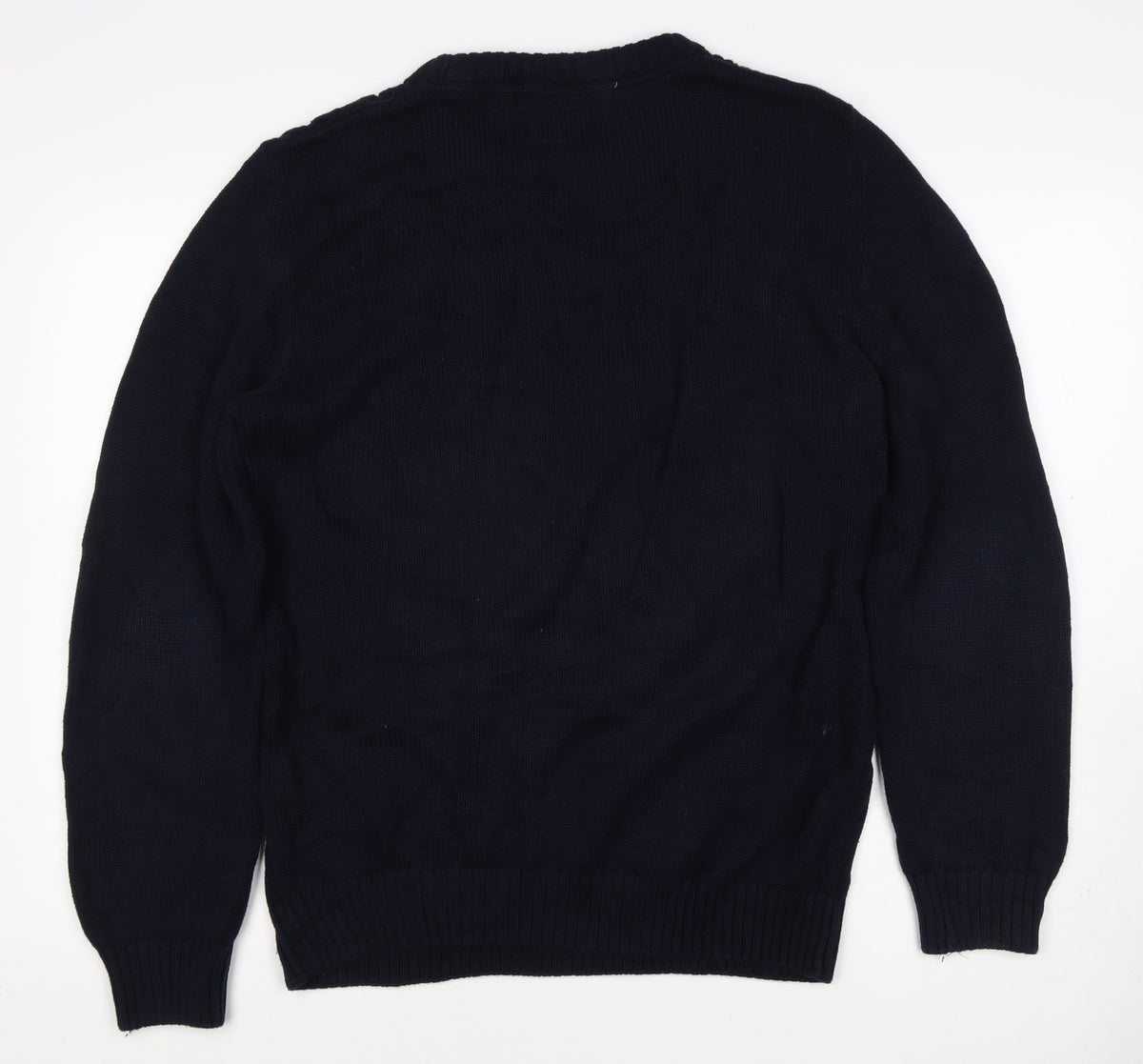 Bewley & Ritch Men’s Navy L Cable Knit Crew Neck Cotton Jumper