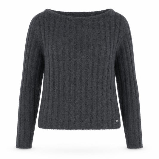 Pacific Republic Women’s Grey XS Angora Blend Cable-Knit Boat Neck Jumper