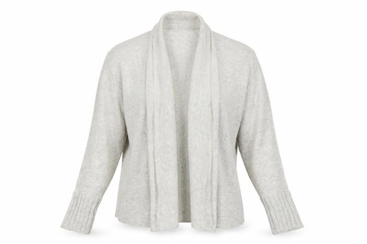 Mint Velvet Women Grey Size 14 Open Knit Cowl Neck Cardigan
