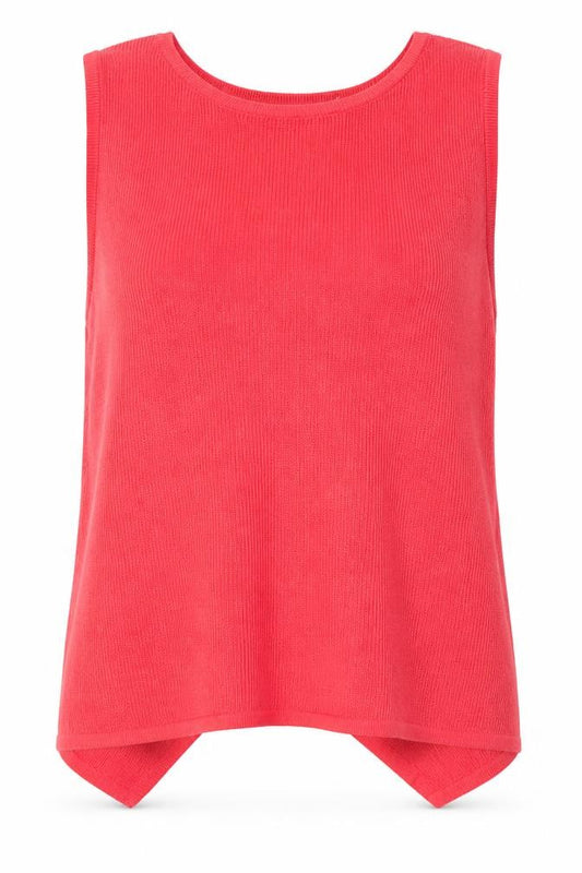 Oliver Bonas Women Pink UK 8 Basic Knit Sleeveless Layered Hem Tank Top
