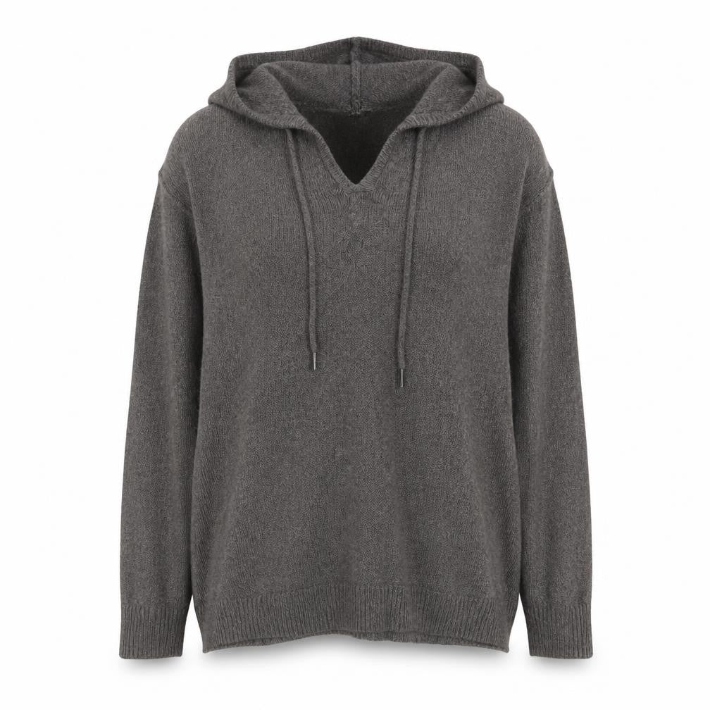 American Eagle Women’s Grey M Hooded V-Neck Wool Blend Jumper