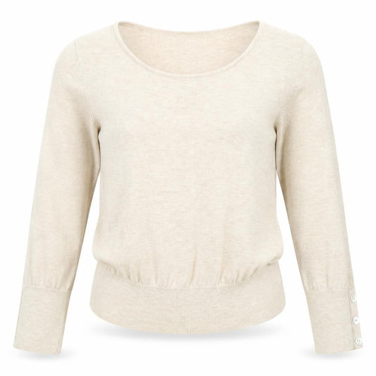Next Women Ivory UK 10 Fine Knit Scoop Neck Button Cuff Jumper