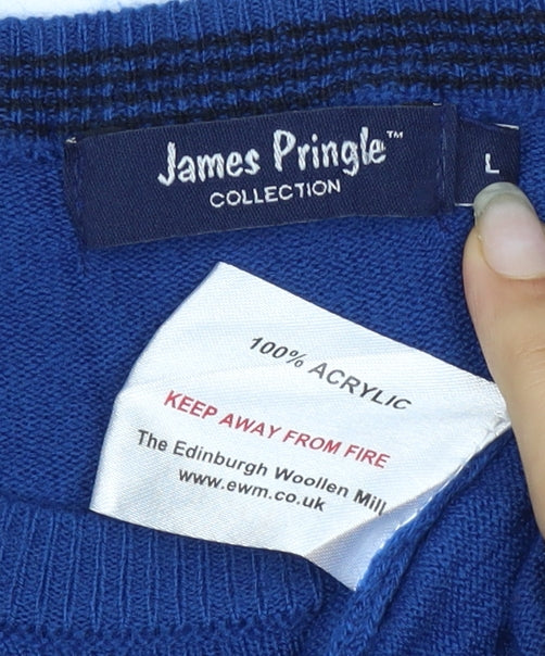 James Pringle Men’s Blue L Crew Neck Acrylic Pullover Jumper