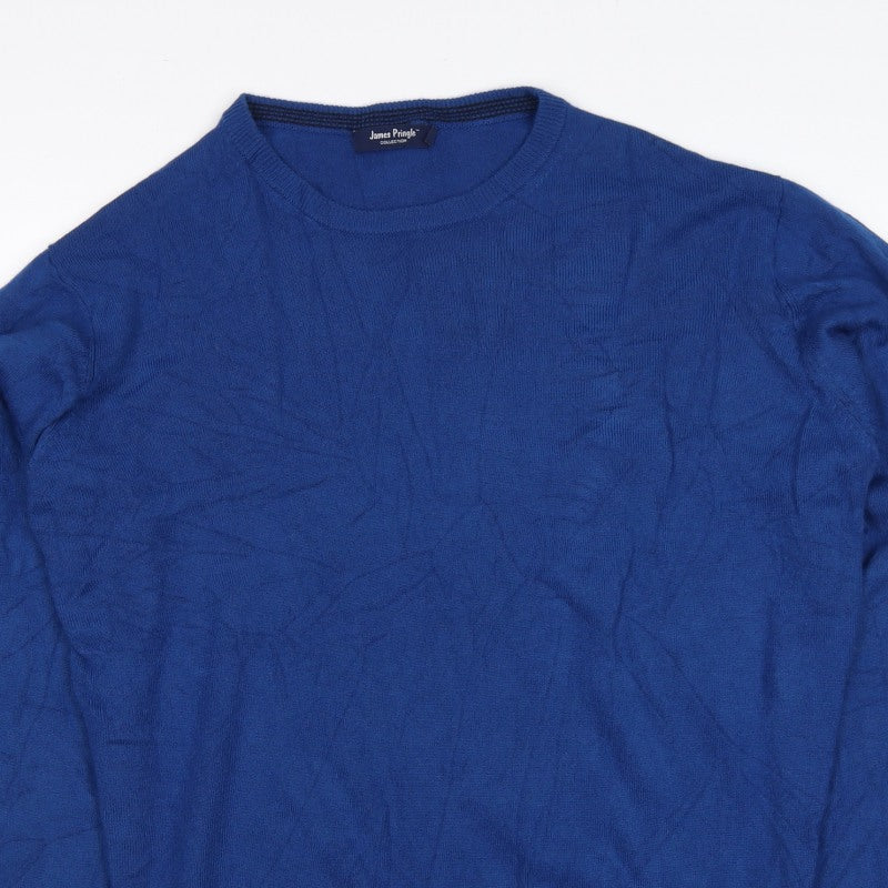 James Pringle Men’s Blue L Crew Neck Acrylic Pullover Jumper