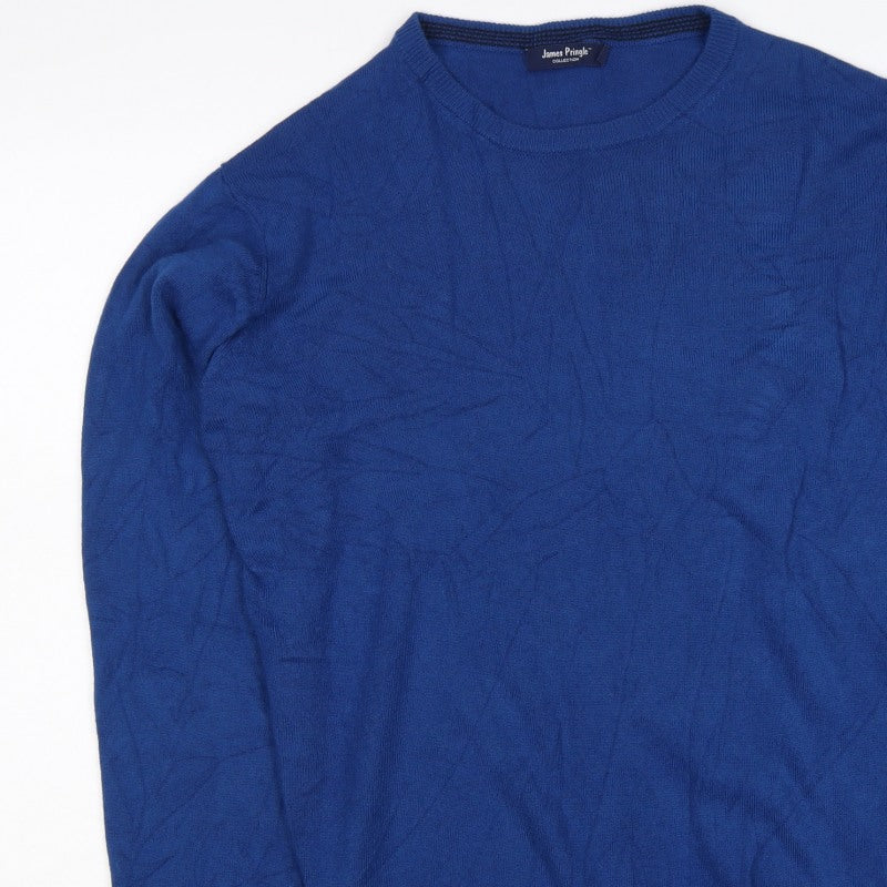 James Pringle Men’s Blue L Crew Neck Acrylic Pullover Jumper