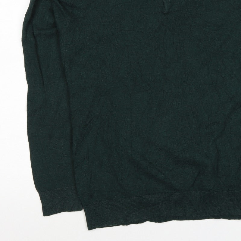 Next Men’s Green L Collared Button Henley Cotton Knit Jumper