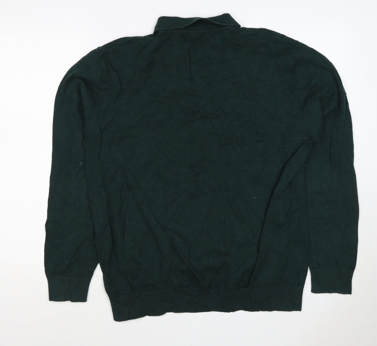 Next Men’s Green L Collared Button Henley Cotton Knit Jumper
