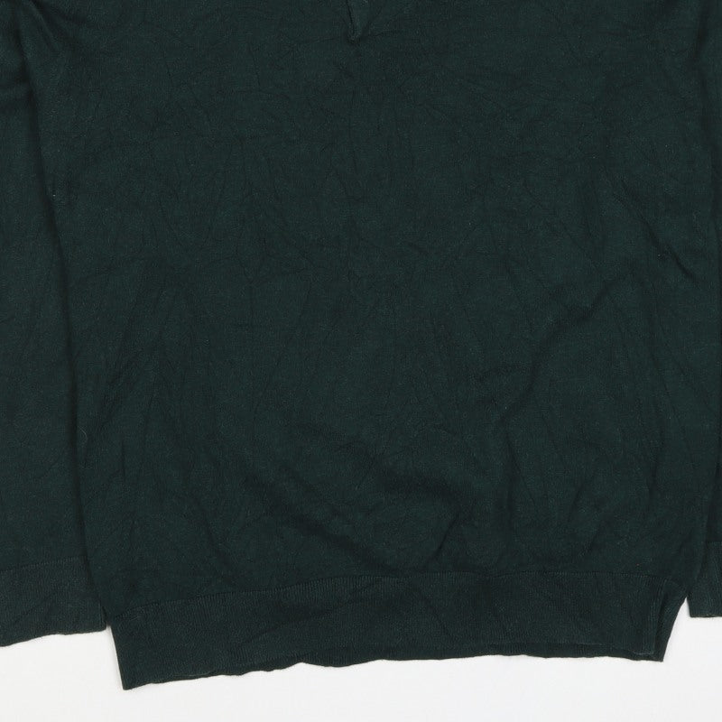 Next Men’s Green L Collared Button Henley Cotton Knit Jumper