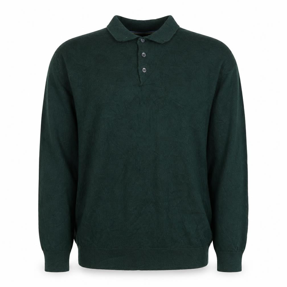 Next Men’s Green L Collared Button Henley Cotton Knit Jumper