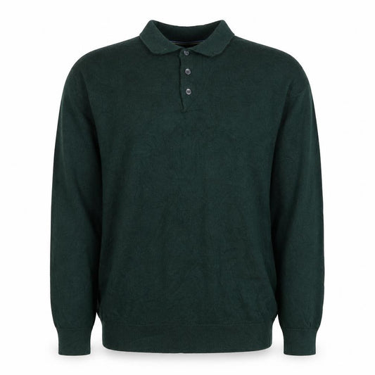 Next Men’s Green L Collared Button Henley Cotton Knit Jumper