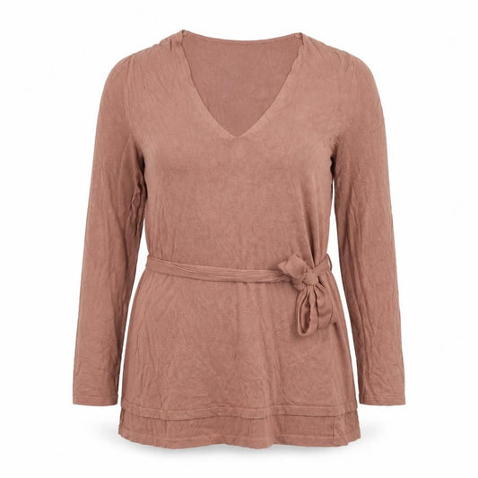 Kley Women’s Pink Size 16 V-Neck Belted Knit Tunic Jumper