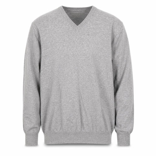 Marks and Spencer Mens Grey XL Cotton V-Neck Pullover Jumper