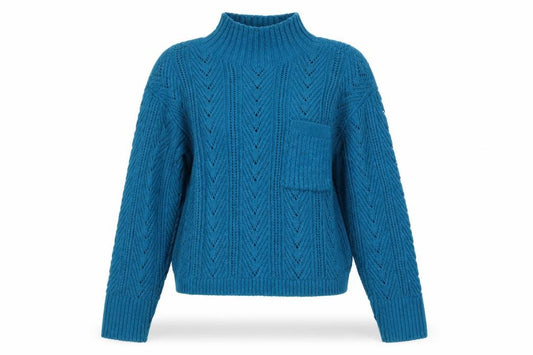 River Island Women’s Blue S Roll Neck Pointelle Knit Jumper