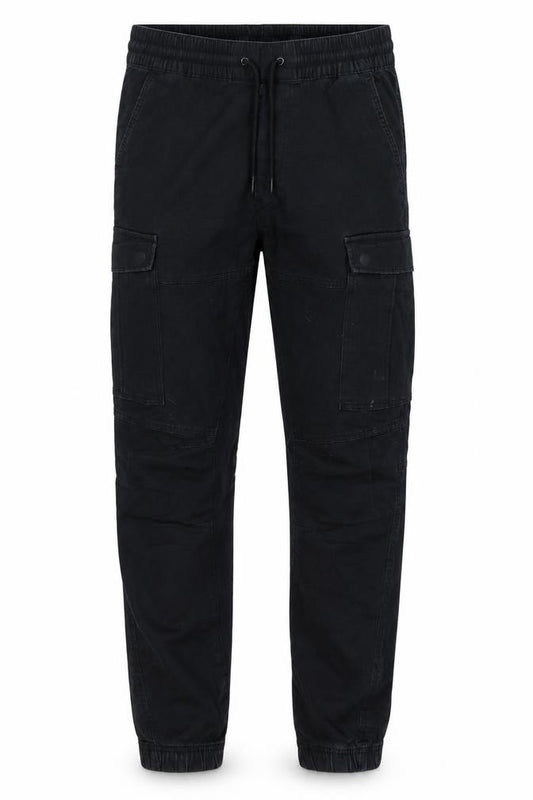 H&M Men's Black S Slim Fit Cargo Jogger Trousers Cotton Stretch