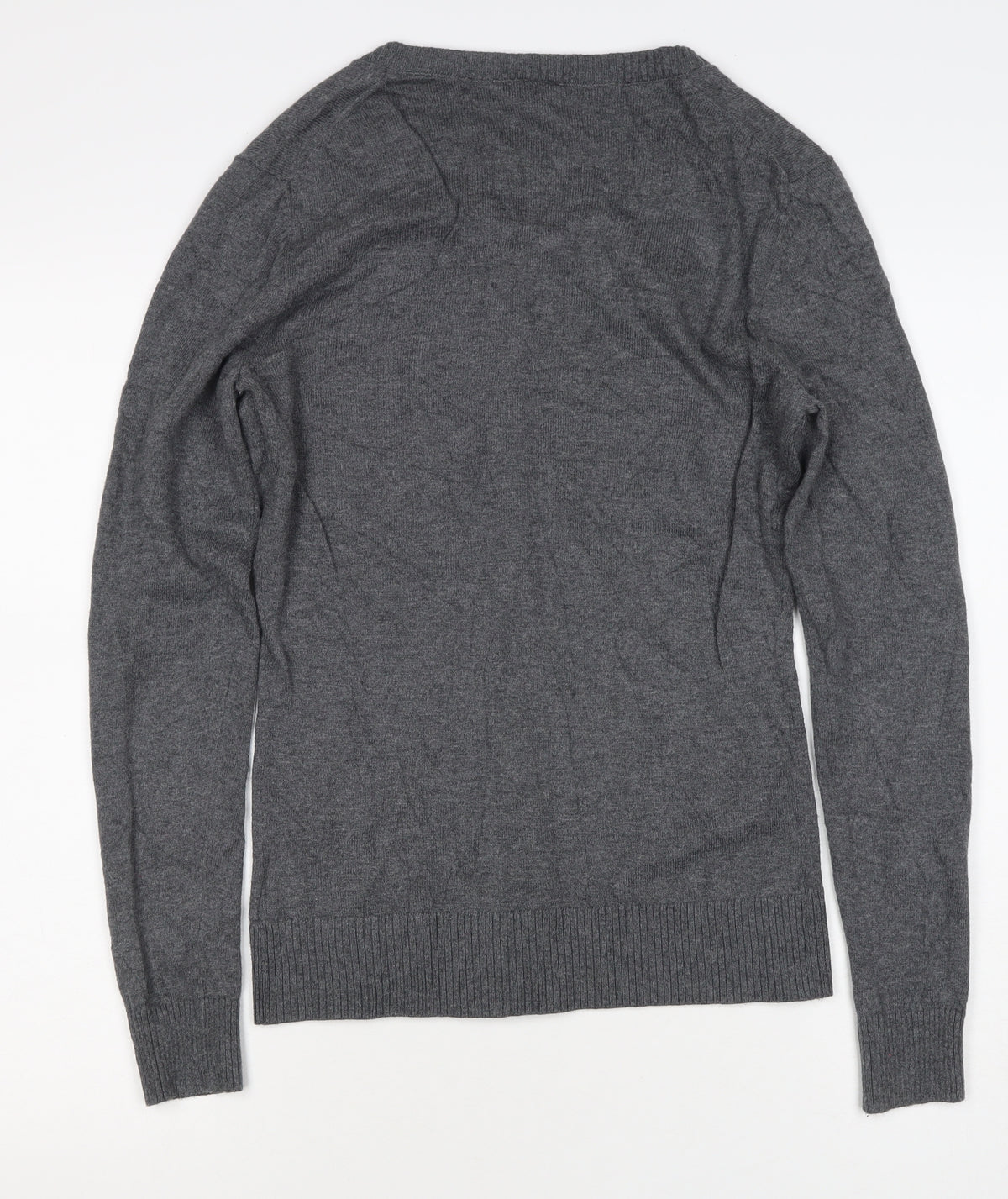 Gap Women Grey S Cashmere Wool Blend Round Neck Button Cardigan