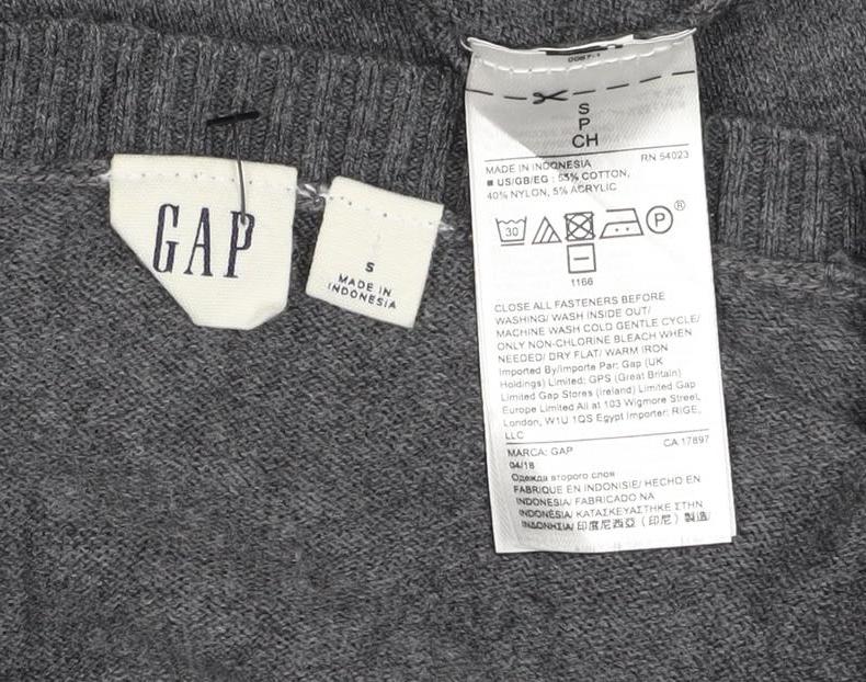 Gap Women Grey S Cashmere Wool Blend Round Neck Button Cardigan