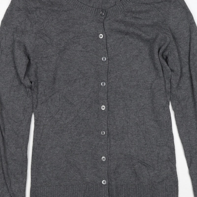 Gap Women Grey S Cashmere Wool Blend Round Neck Button Cardigan