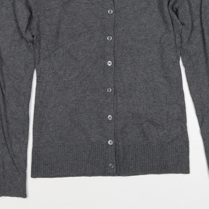 Gap Women Grey S Cashmere Wool Blend Round Neck Button Cardigan